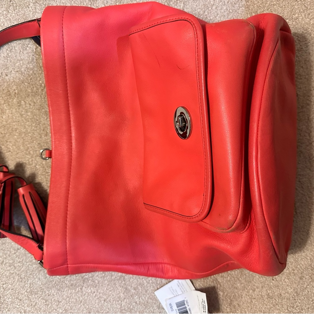Coach Orange Hobo Bag Smooth Leather Vibrant Design